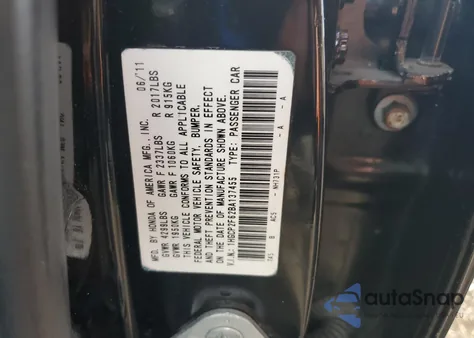 2011 Honda Accord Se from USA, damaged, VIN 1HGCP2F62BA137455